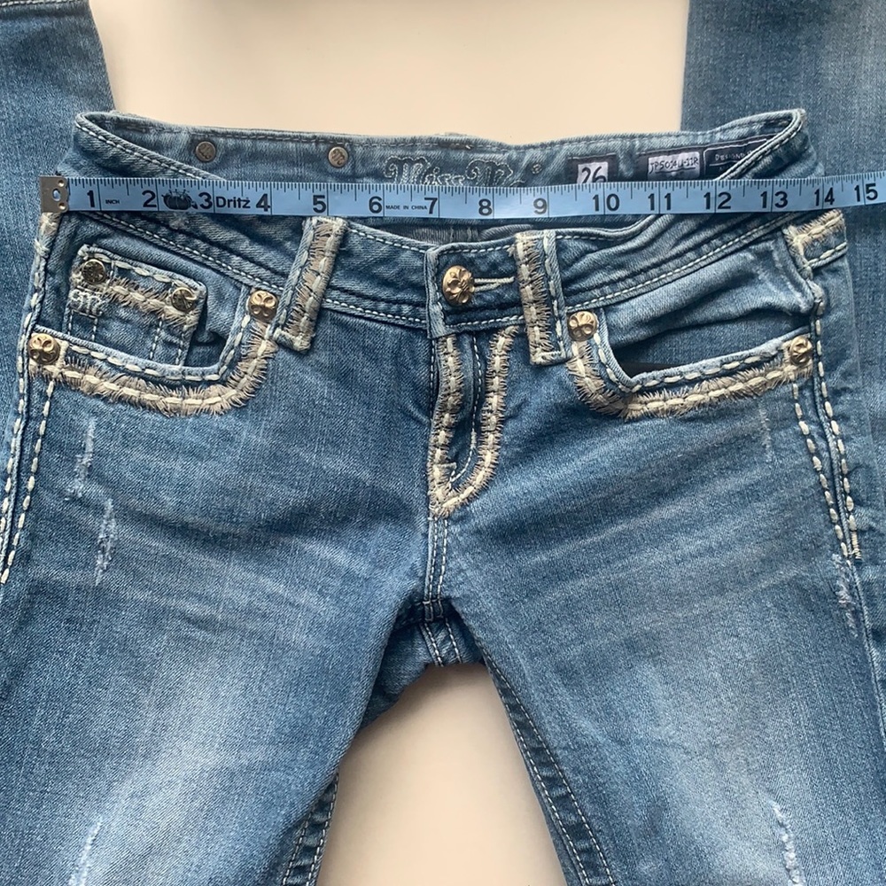 Miss Me Lightly Distressed Boot Cut Jeans Size 26 - Picture 6 of 12